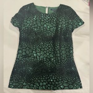 Vintage French Connection Emerald Green and Black Sequin Top